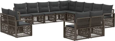 vidaXL Gartensofa Set 13 Pcs Grau Poly-Rattan