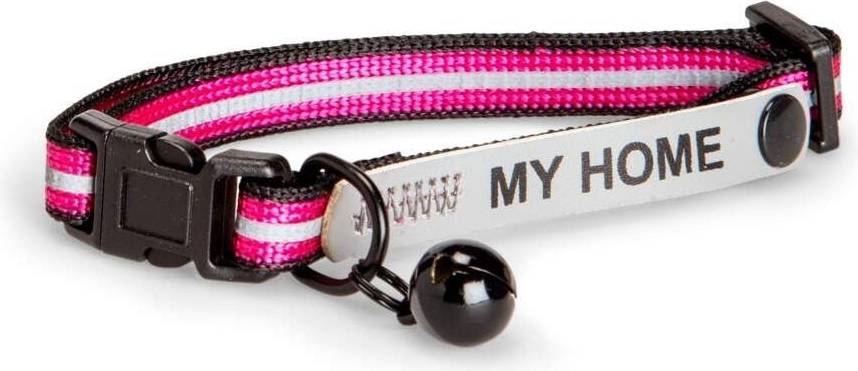Basic Cat Reflective Halsband Namnskylt - Rosa