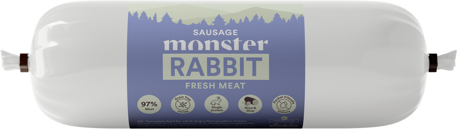 Monster Dog Sausage Rabbit Hundfoder 12 x 200 g