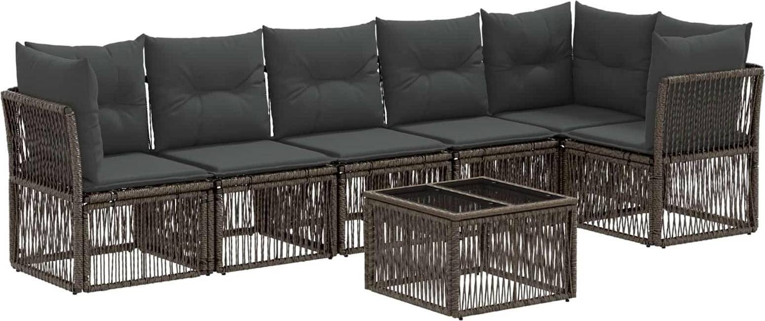 Rattan lounge set vidaXL Gartensofa Set 7 Pcs Grau Poly-Rattan Lounge-Set