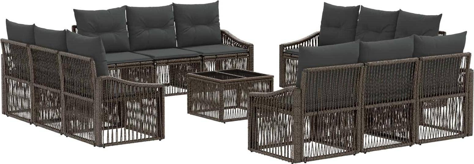 vidaXL Gartensofa Set 13 Pcs Grau Poly-Rattan Lounge-Set