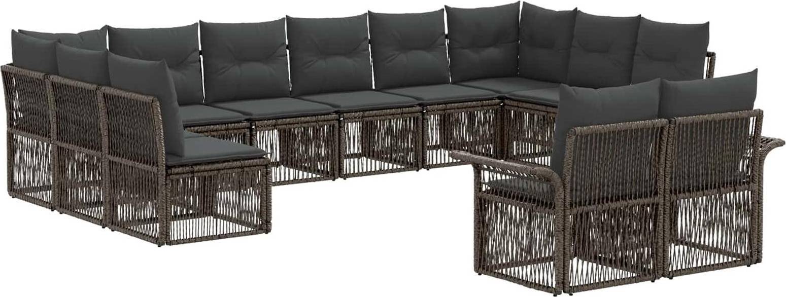 vidaXL Gartensofa Set 12 Pcs Grau Poly-Rattan Lounge-Set