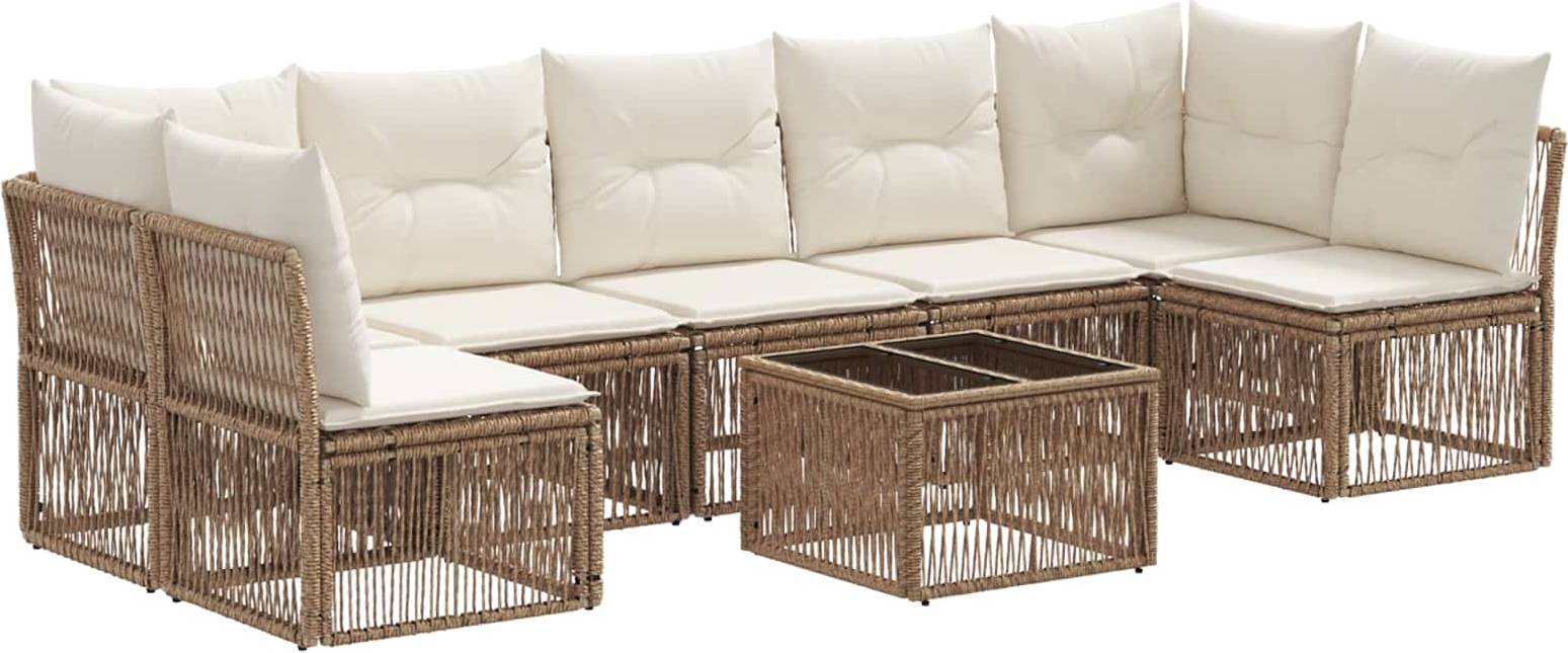 vidaXL Gartensofa Set 8 Pcs Beige Poly-Rattan Lounge-Set
