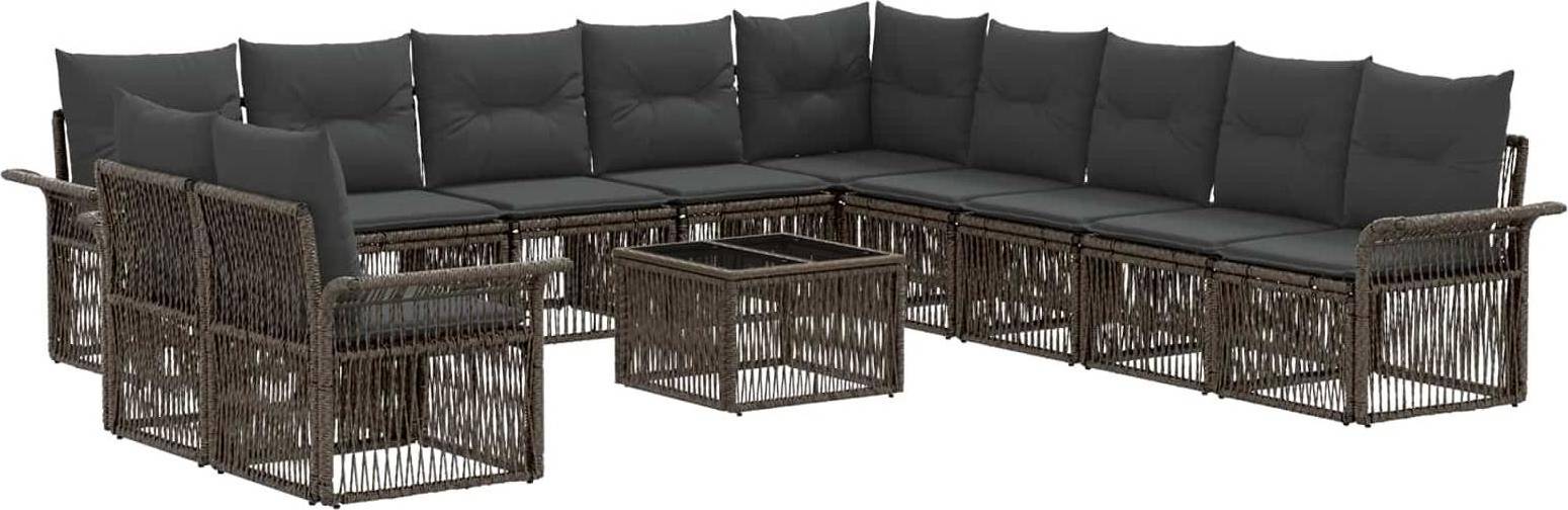 vidaXL Gartensofa Set 12 Pcs Grau Poly-Rattan Lounge-Set