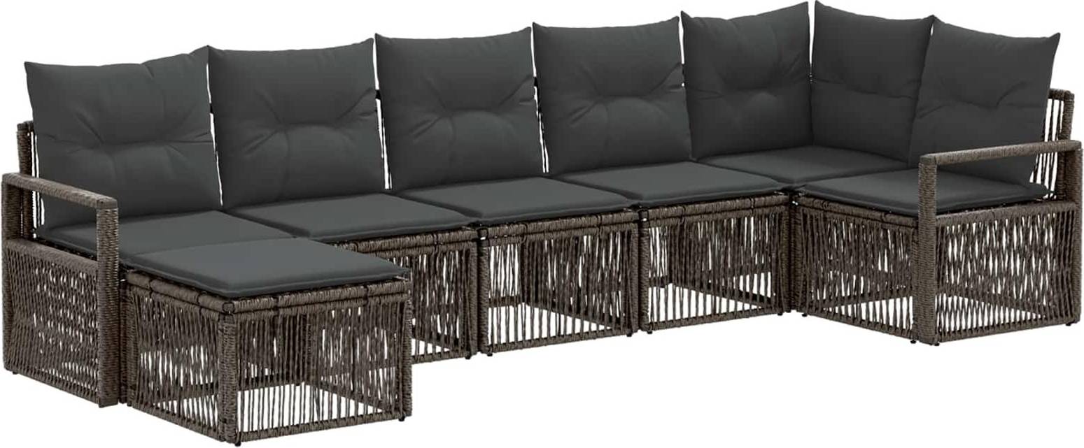 vidaXL Gartensofa Set 7 Pcs Grau Poly-Rattan Lounge-Set