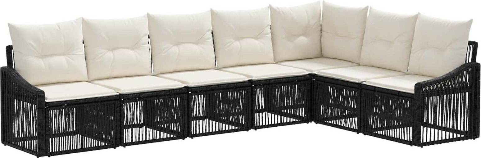 vidaXL Gartensofa Set 7 Pcs Schwarz Poly-Rattan Lounge-Set