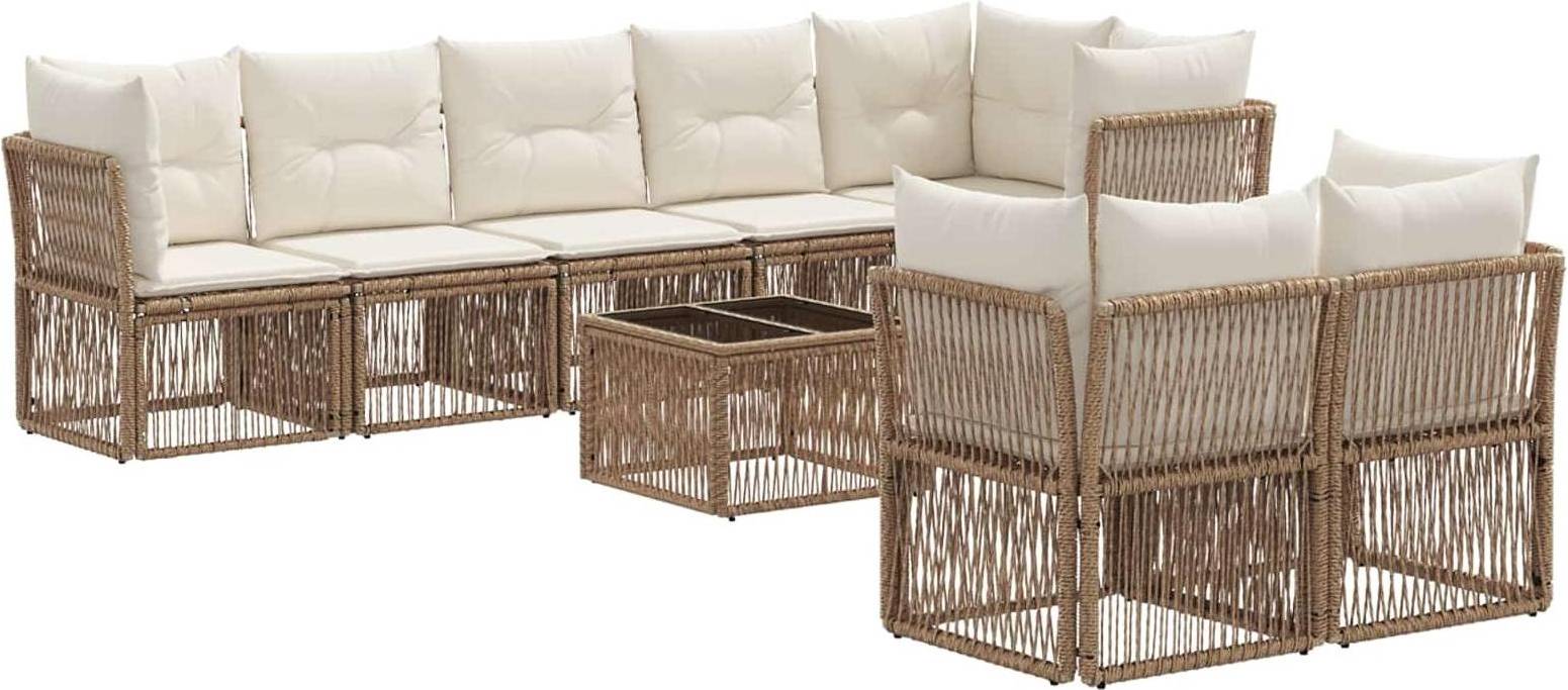 vidaXL Gartensofa Set 9 Pcs Beige Poly-Rattan Lounge-Set
