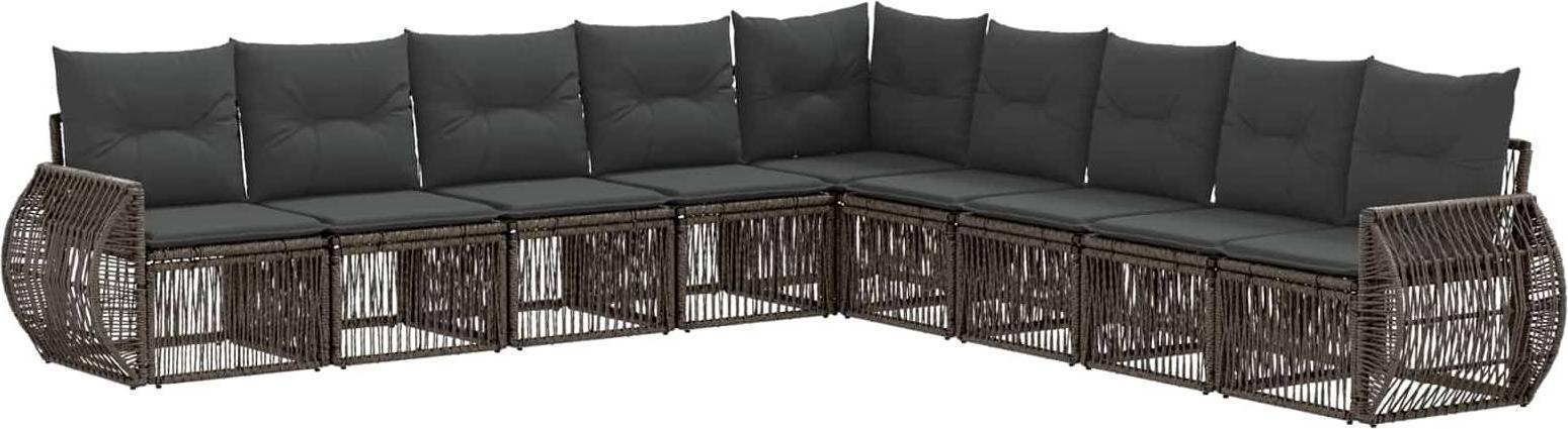 vidaXL Gartensofa Set 9 Pcs Grau Dunkelgrau Poly-Rattan Lounge-Set
