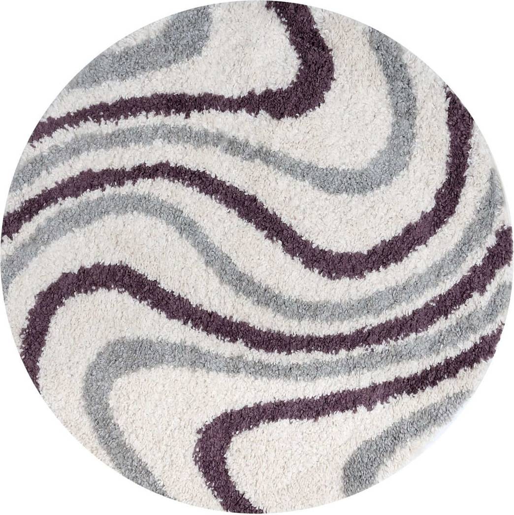 THE RUGS Moodi Modern Shaggy Area Rug Abstract Wavy Line Design 120 cm Purple