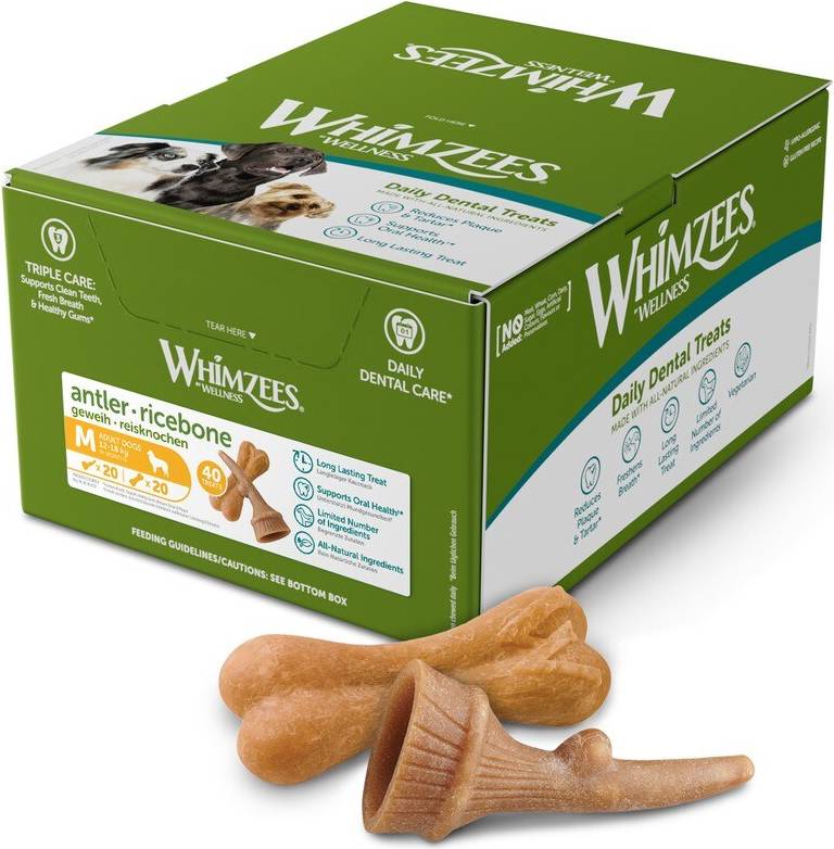 Whimzees 40 Pack Antler Ricebone Variety Box