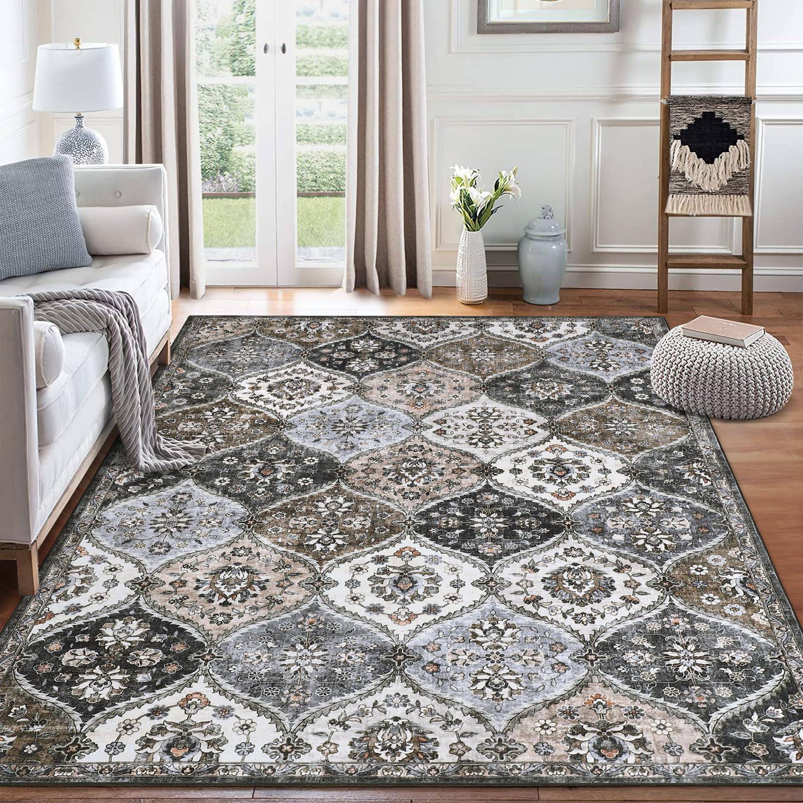 Machine washable area rugs IDEALHOUSE 10x13 Machine Washable Area Rug Gray