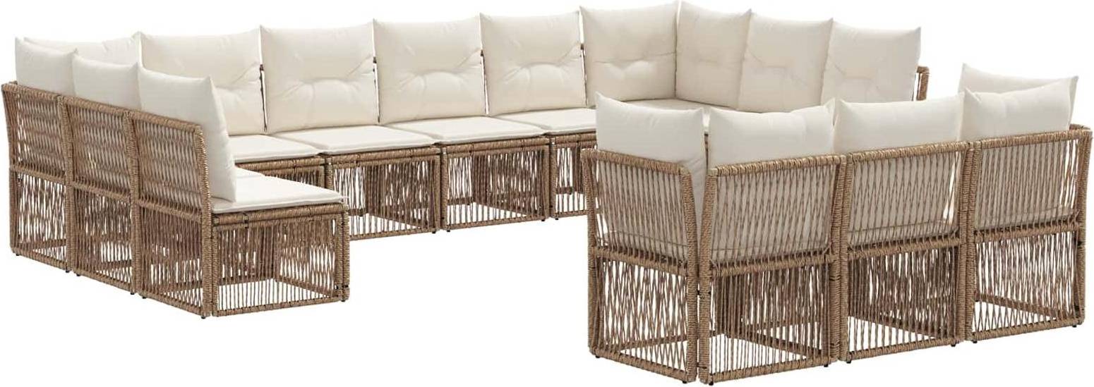 vidaXL Gartensofa Set 13 Pcs Beige Poly-Rattan Lounge-Set