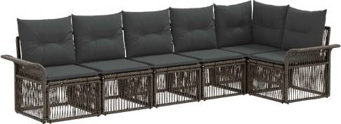 vidaXL Gartensofa Set 6 Pcs Grau Poly-Rattan Lounge-Set