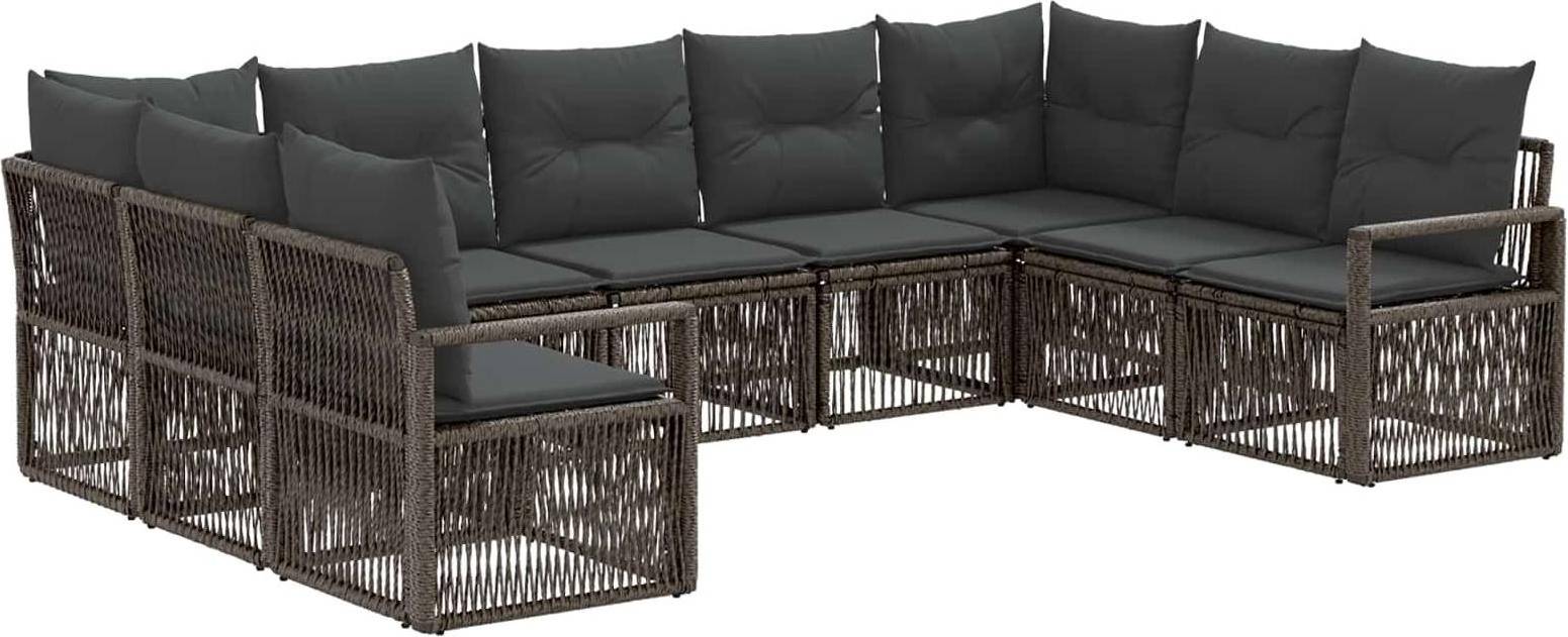 vidaXL Gartensofa Set 9 Pcs Grau Poly-Rattan Lounge-Set