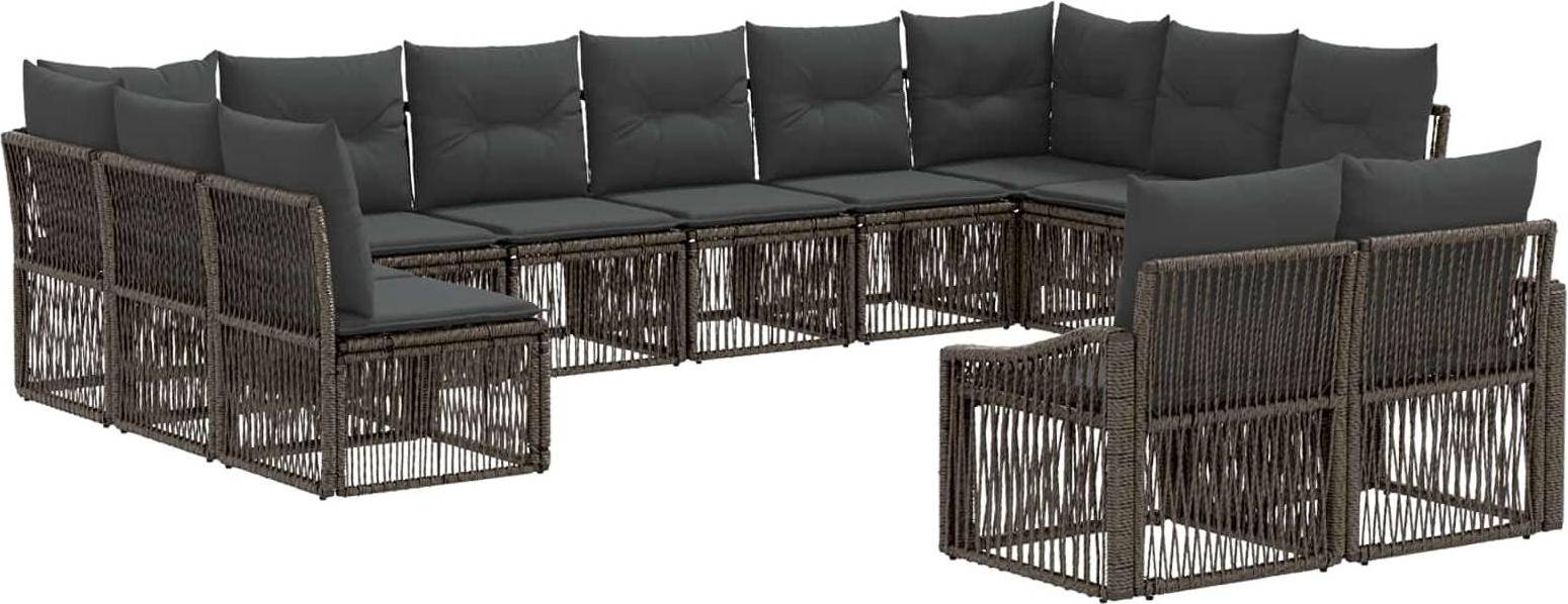 vidaXL Gartensofa Set 12 Pcs Grau Poly-Rattan Lounge-Set