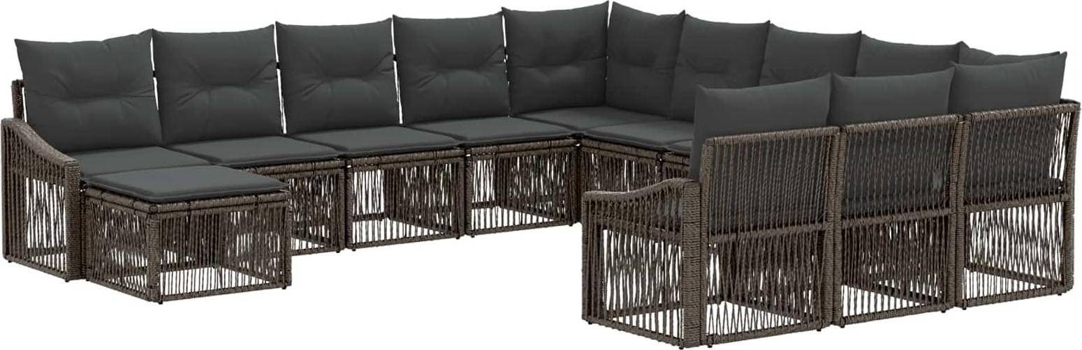 vidaXL Gartensofa Set 12 Pcs Grau Poly-Rattan Lounge-Set