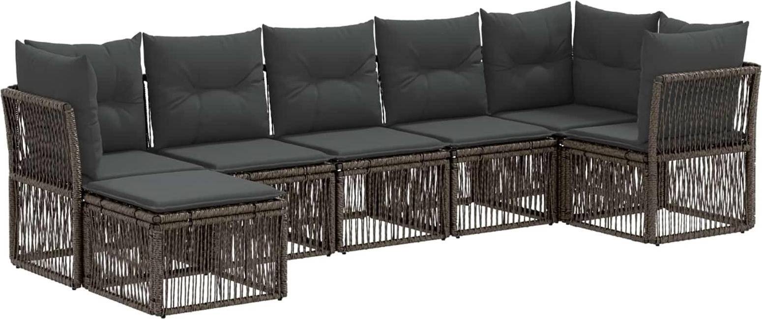 vidaXL Gartensofa Set 7 Pcs Grau Poly-Rattan Lounge-Set