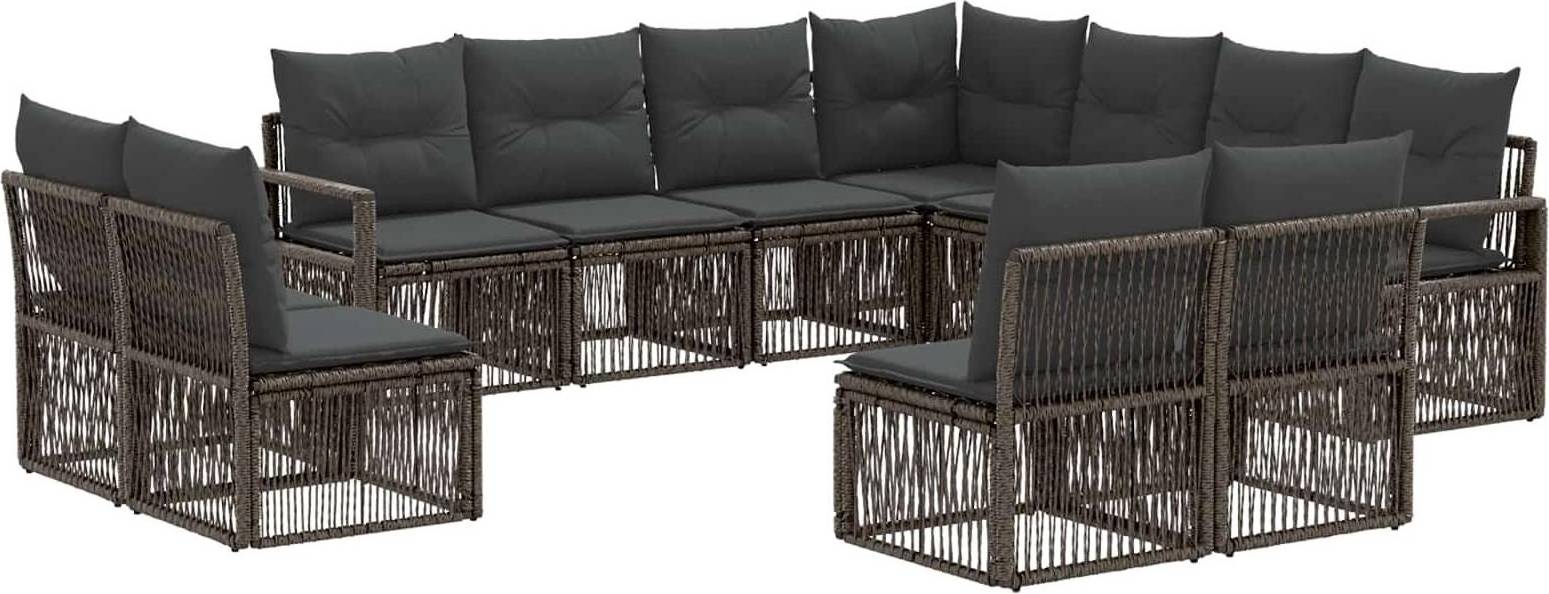 vidaXL Gartensofa Set 11 Pcs Grau Poly-Rattan Lounge-Set