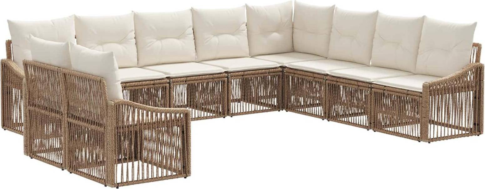 vidaXL Gartensofa Set 10 Pcs Beige Poly-Rattan Lounge-Set