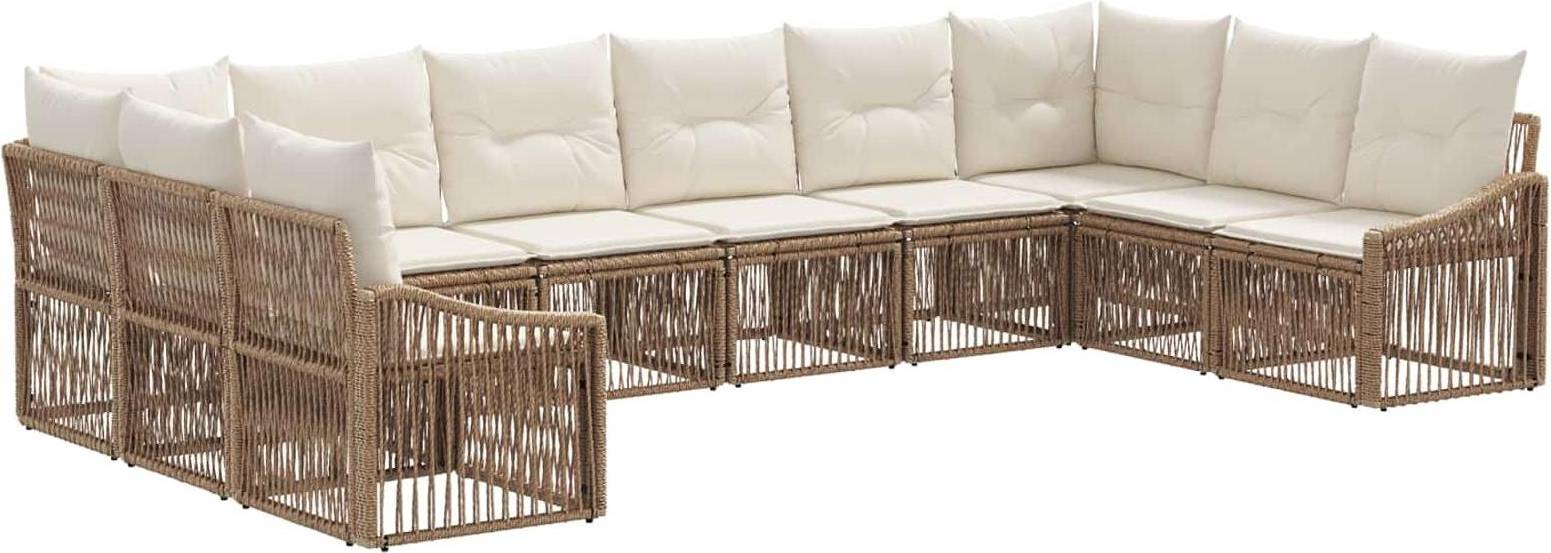 vidaXL Gartensofa Set 10 Pcs Beige Poly-Rattan Lounge-Set