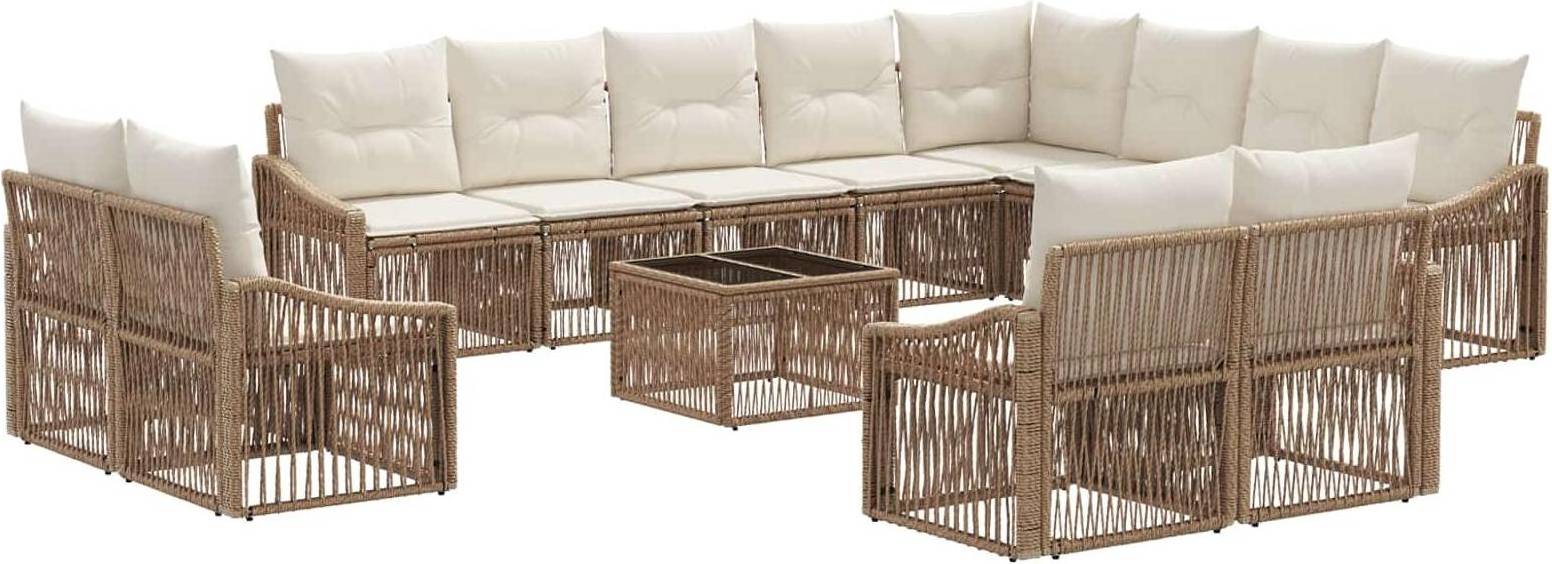 vidaXL Gartensofa Set 13 Pcs Beige Poly-Rattan Lounge-Set