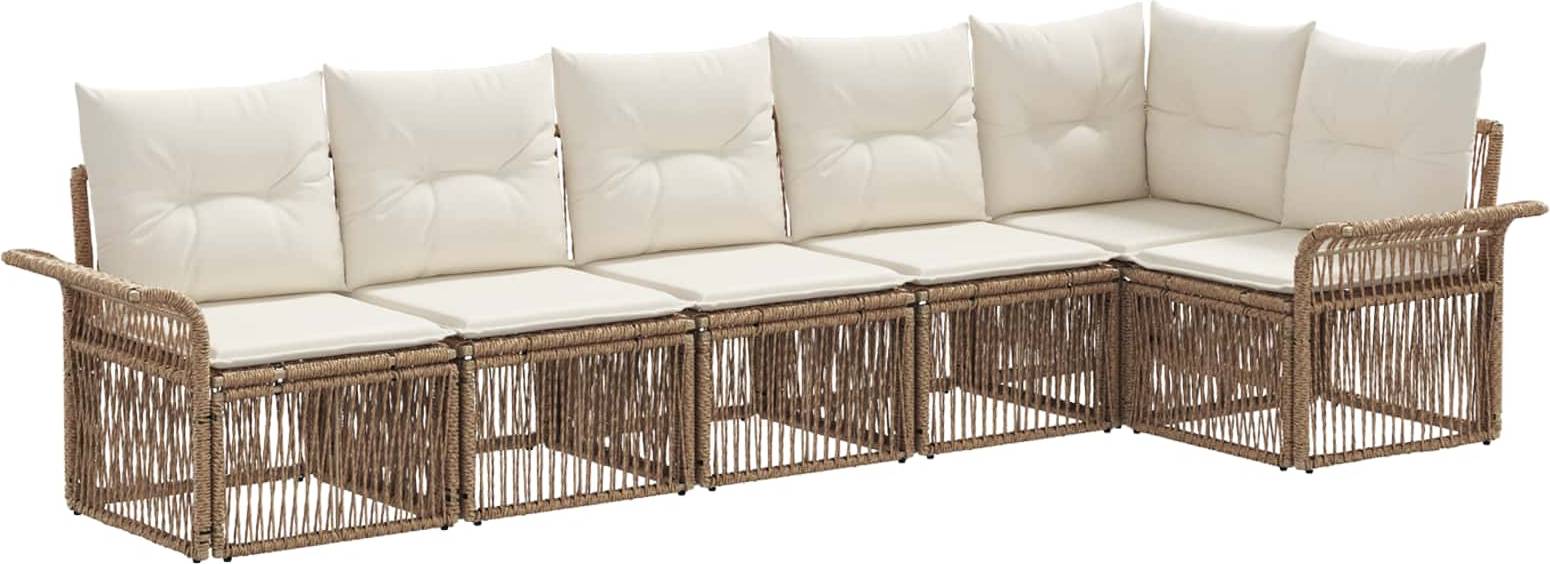 vidaXL Gartensofa Set 6 Pcs Beige Poly-Rattan Lounge-Set