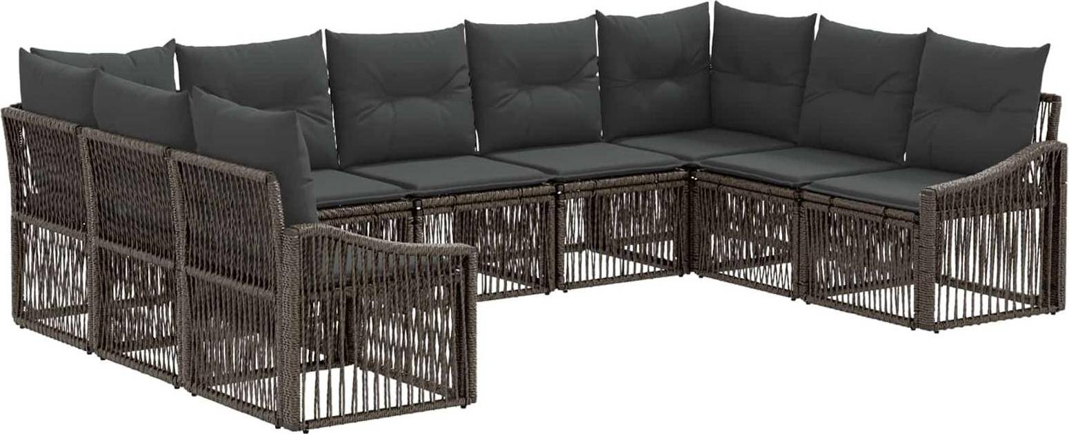 vidaXL Gartensofa Set 9 Pcs Grau Poly-Rattan