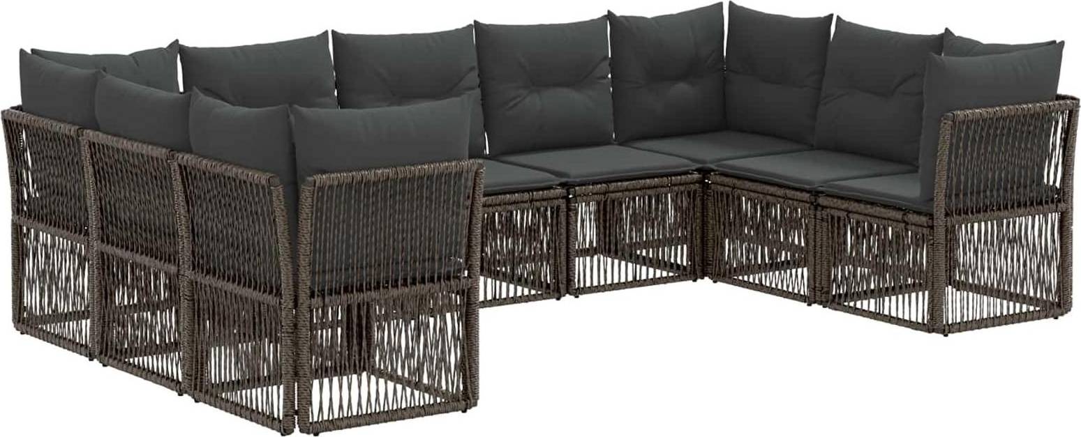Rattan lounge set vidaXL Gartensofa Set 9 Pcs Grau Poly-Rattan Lounge-Set