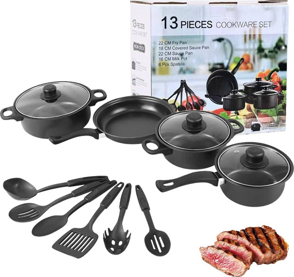 Induction Hob Pot 13pcs Nonstick Kitchen Cookware Set