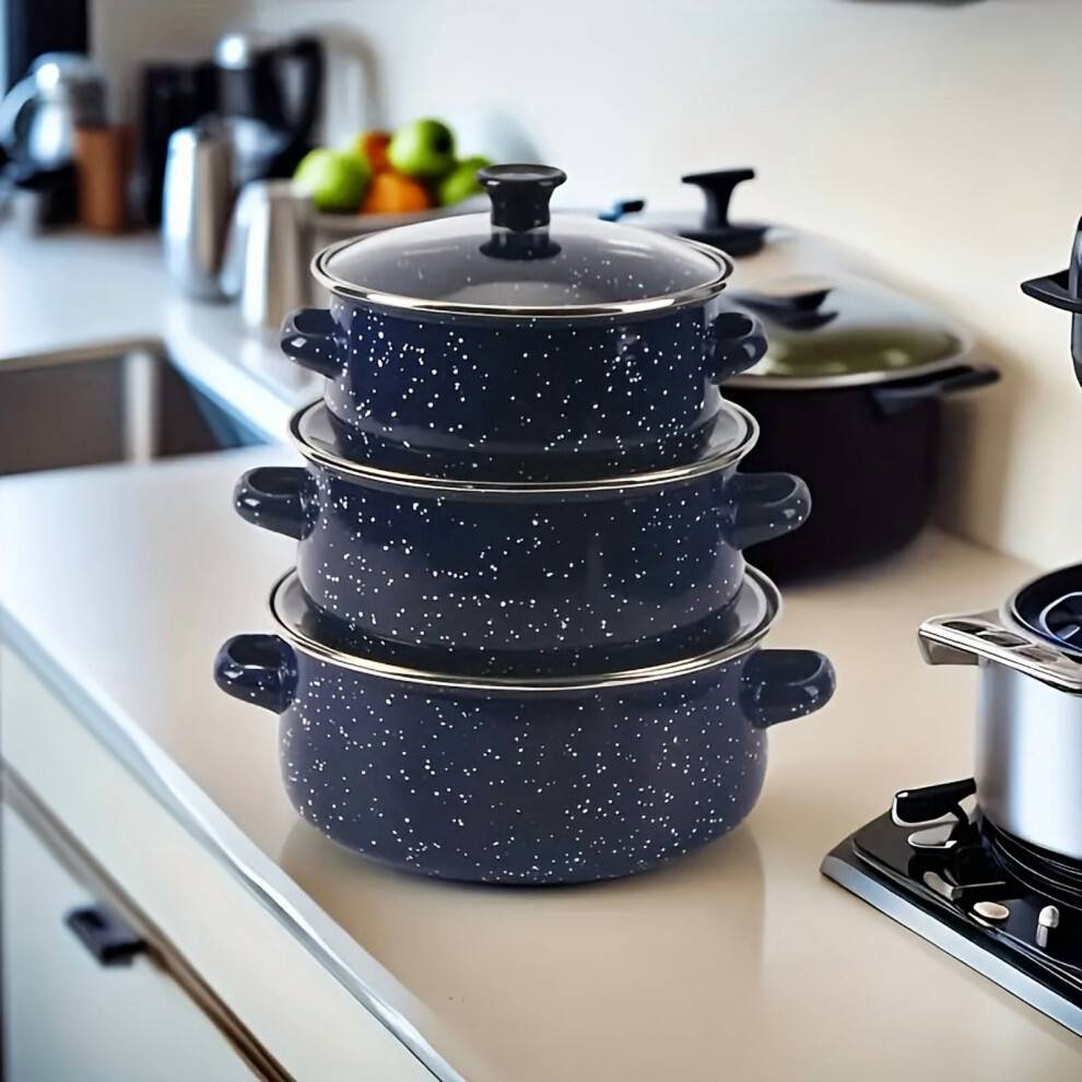 Multifunctional Enamel 3-Piece Pot Lightweight Cookware Set