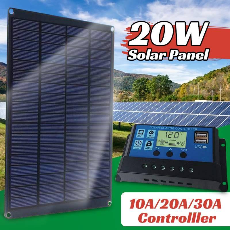 20W Bärbart Solpanel Kit