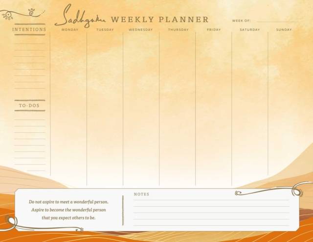 Weekly planner Sadhguru Weekly Planner Notepad