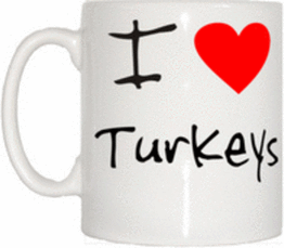 TeeTreeDesigns I Love Heart Turkeys Mug Cup