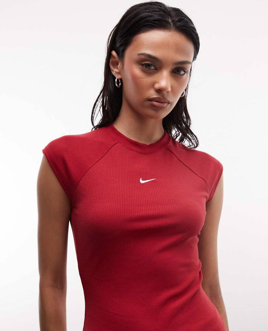 Nike Chill Ribbstickad Topp - Röd