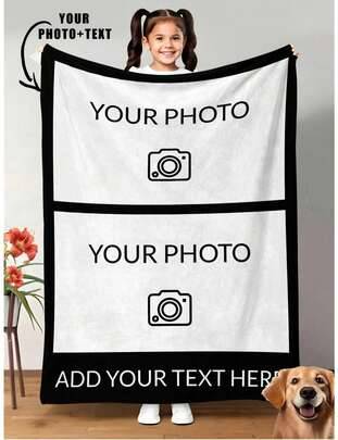 Shein Customizable Photo Blanket 9-Grid Pattern Blankets