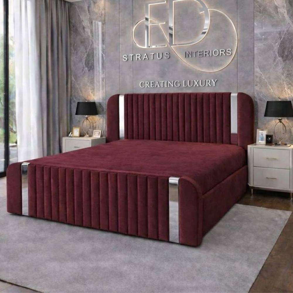 Aura frame Aura Rounded Panel Small Double Red Frame Bed