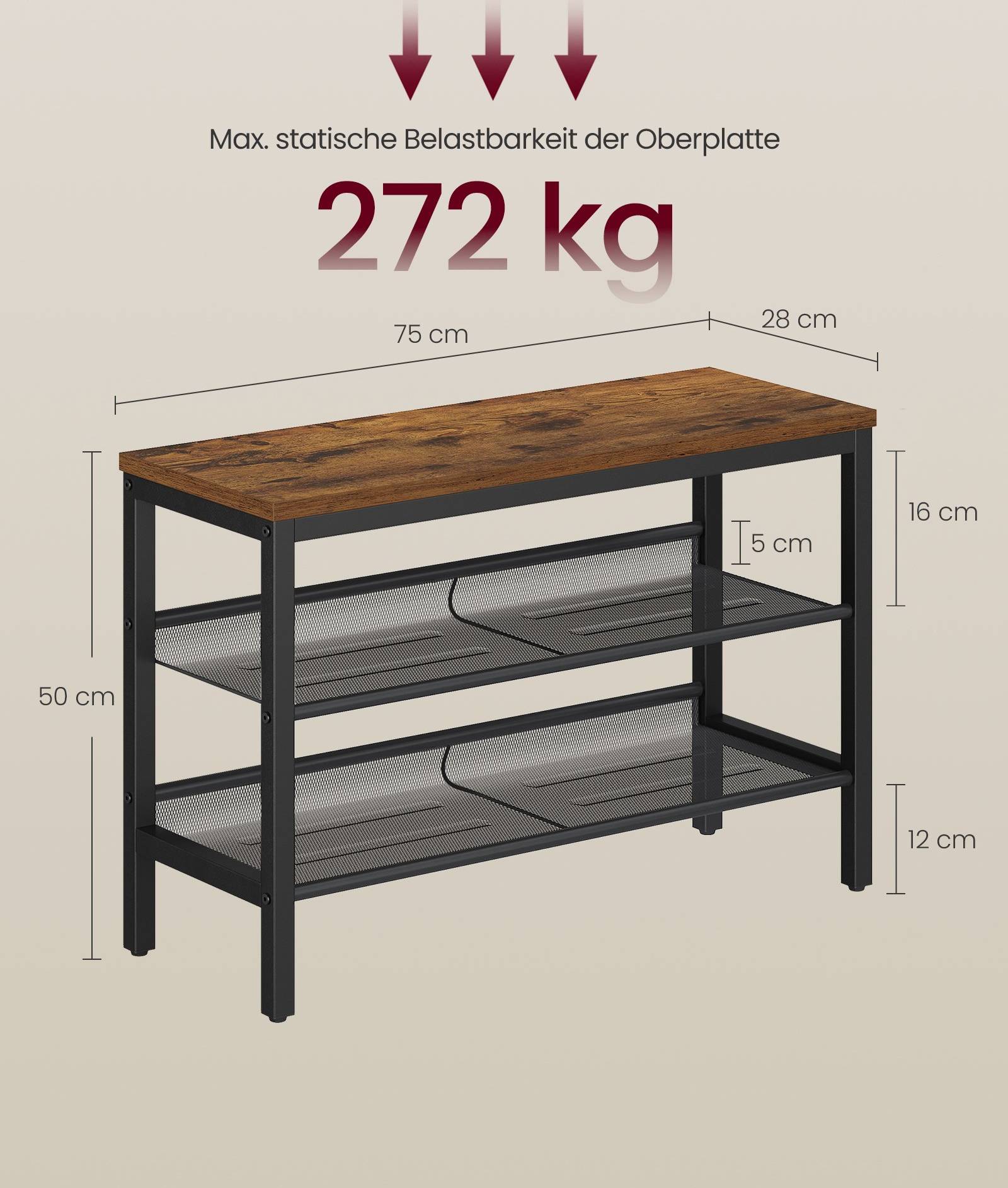 Vasagle Bench Raised Edges Shoe Rack