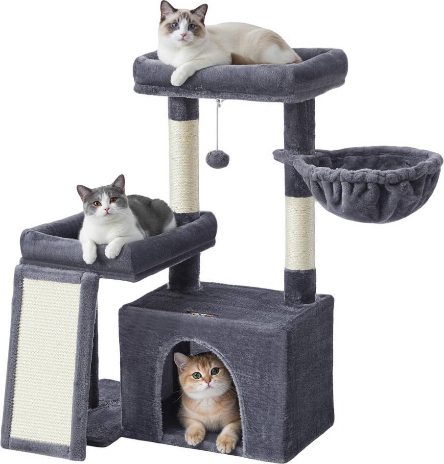 Feandrea Cat Tree Tower Condo 2 Beds Scratching Posts Ramp