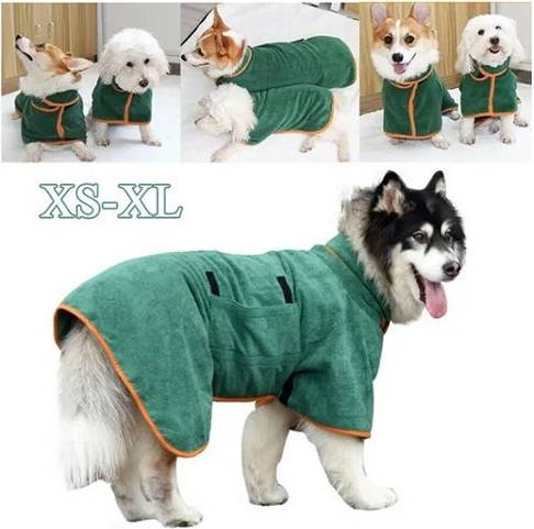Winwin Quick Drying Fiber Cat Dog Clothes Towel Bath Robe - Coffee