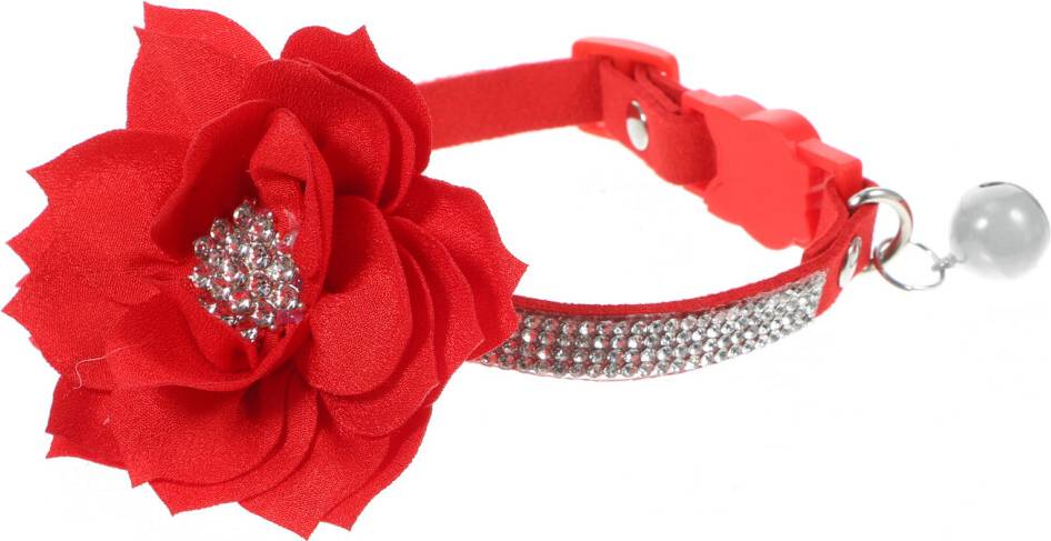 Ohphcall Red Rhinestone Dog Collar Adjustable Plush