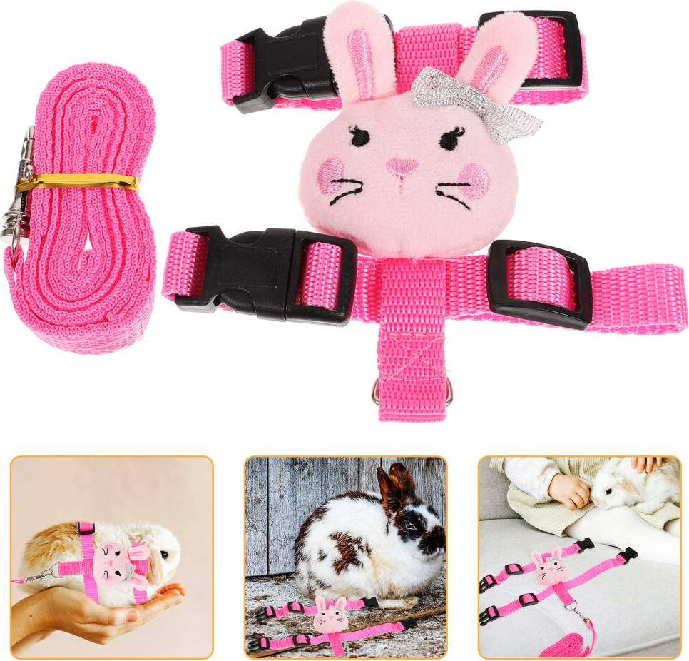 Inoomp Adjustable Rabbit Harness And Leash Set
