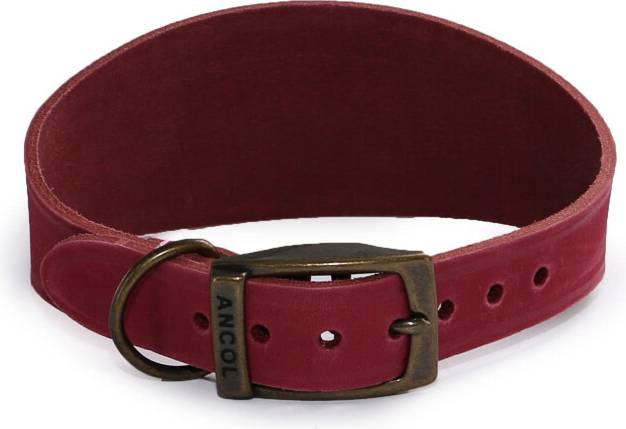 Ancol Timberwolf Leather Greyhound Collar Raspberry 34-43 cm