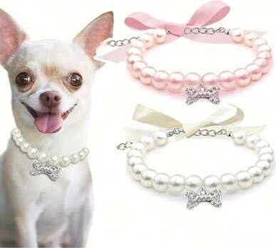 Shein Pearl Necklace With Rhinestone Bone Decoration