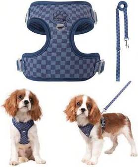 Shein Spring New Plaid Pattern Dog Harness Leash Set