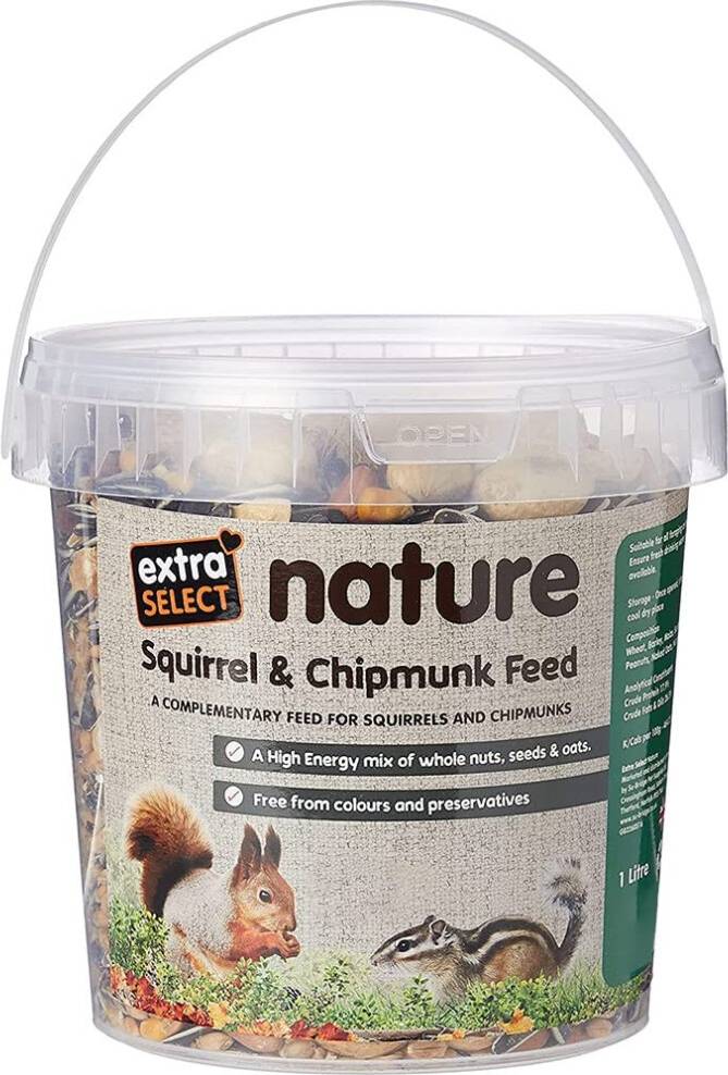 Extra Select Squirrel Chipmunk Feed In Bucket 1ltr