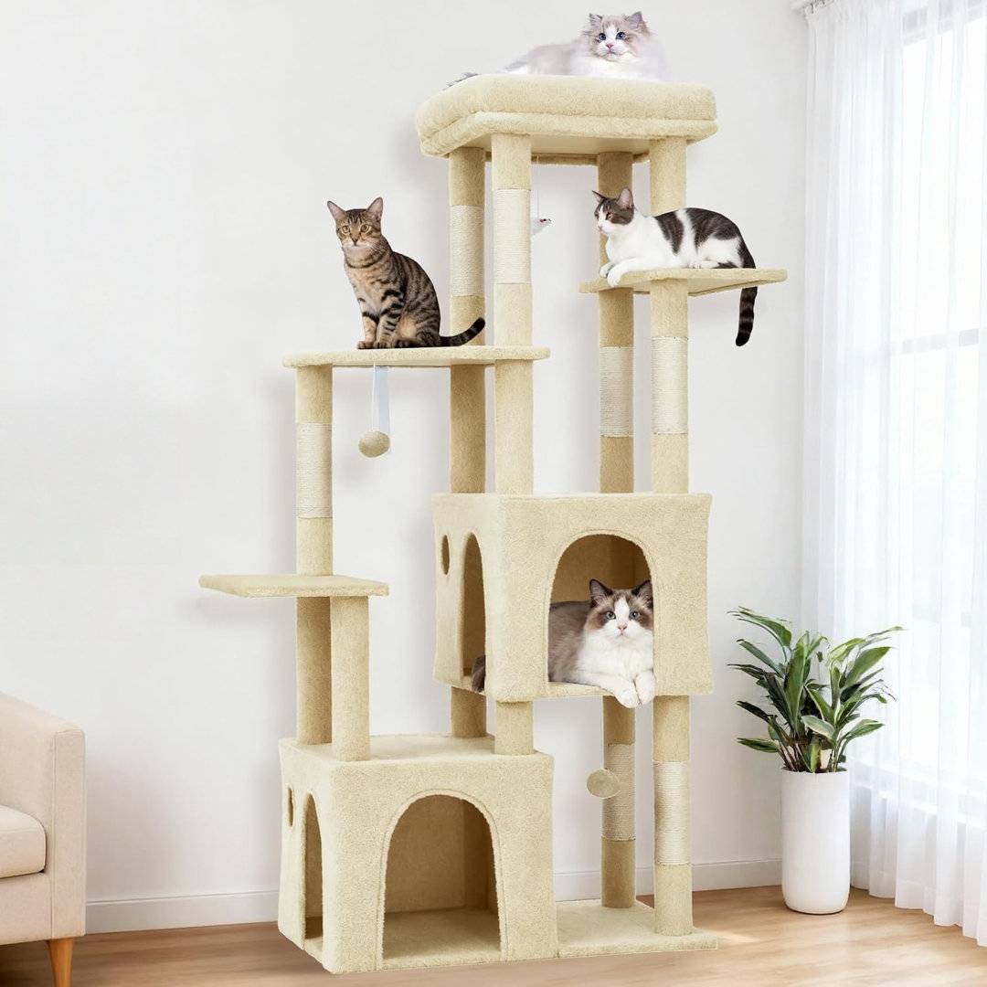 Blue Elephant 61 Inch Multi-Level Cat Tree Beige
