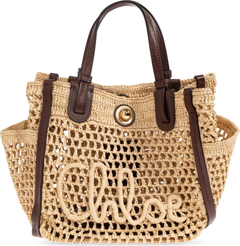 Raffia tote bag Chloé Iconic Large Raffia Tote Bag - Beige