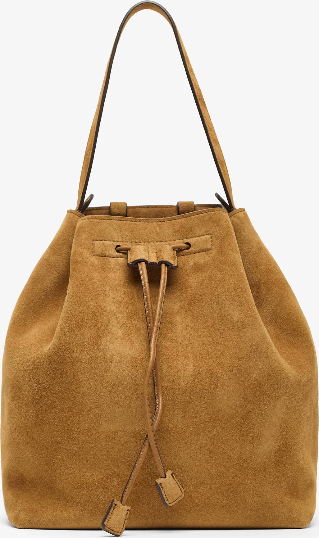 The Row Drawstring Backpack Suede Light Brown