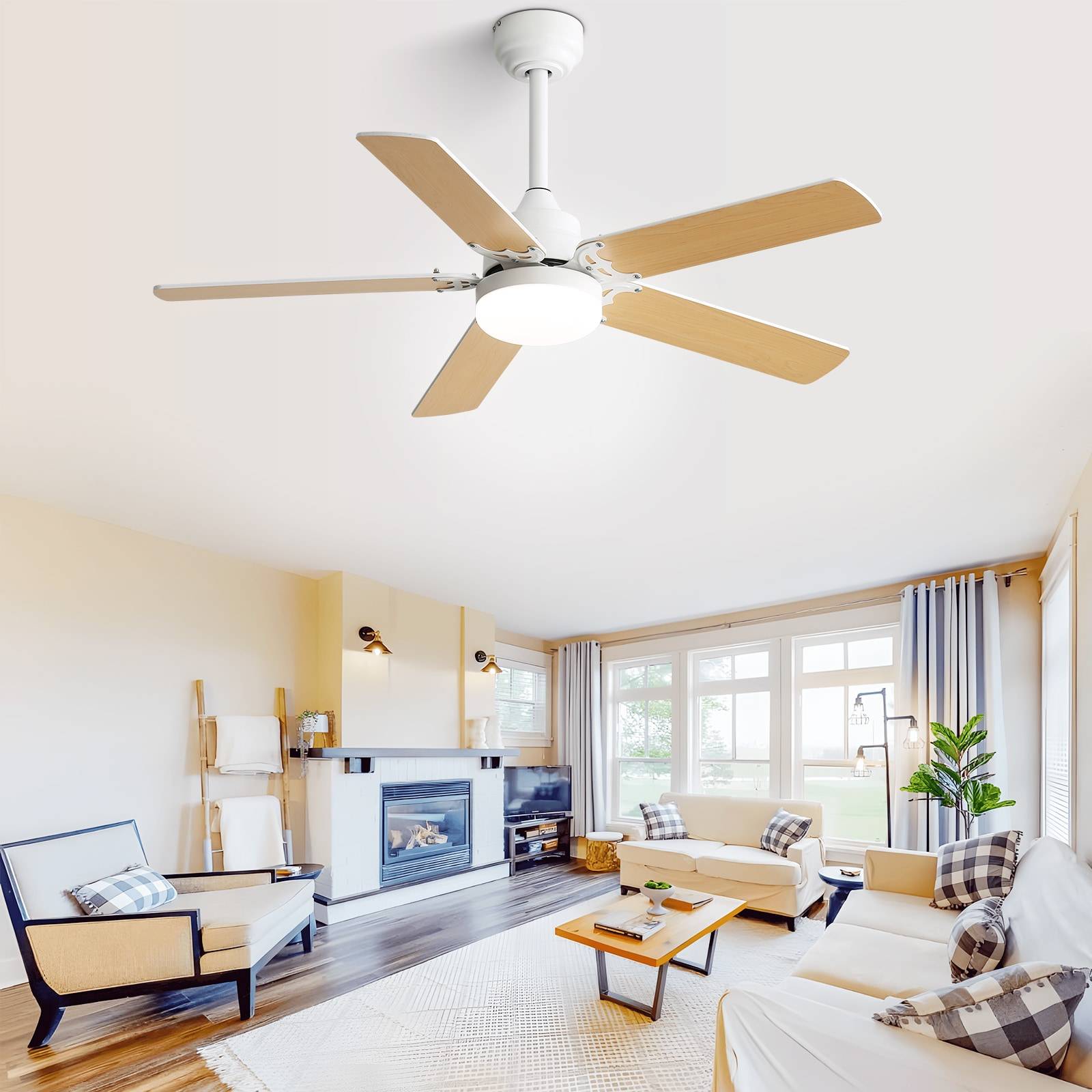 Modern ceiling fans GDFSTUDIO 42 Inch Modern Ceiling Fan MDF Blade