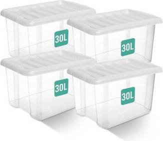 Klass Home Collection Clear Plastic Stackable Boxes Set Of 4 Storage Box